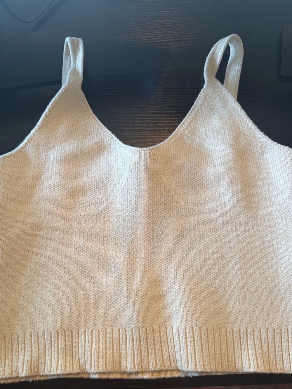 Zara Cream Knit V-Neck Tank Top